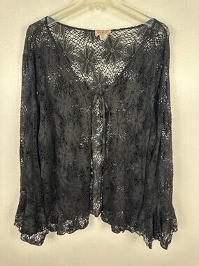 MKM Plus size women's lace cardigan stunning floral pattern tie-front closure 3X